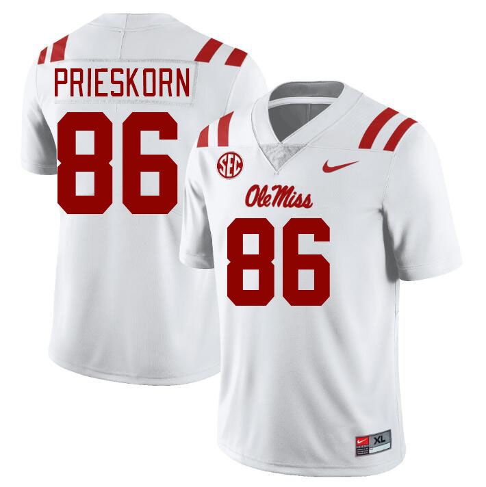 Ole Miss Rebels #86 Caden Prieskorn College Football Jerseys Stitched Sale-White